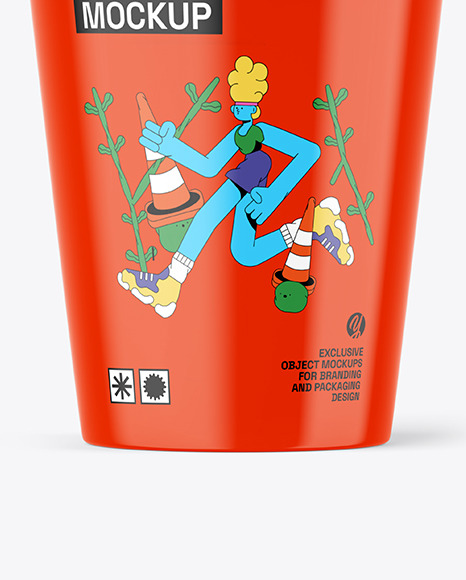 Glossy Cup With Straw Mockup