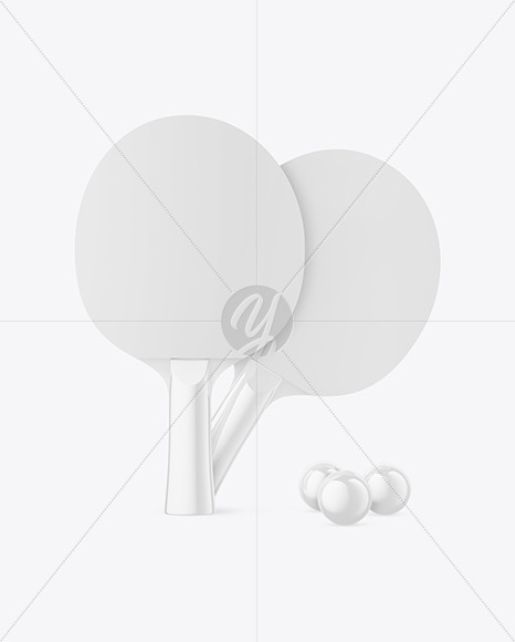 Two Glossy Ping Pong Paddles & Balls Mockup