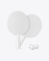 Two Glossy Ping Pong Paddles & Balls Mockup