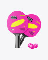 Two Glossy Ping Pong Paddles & Balls Mockup