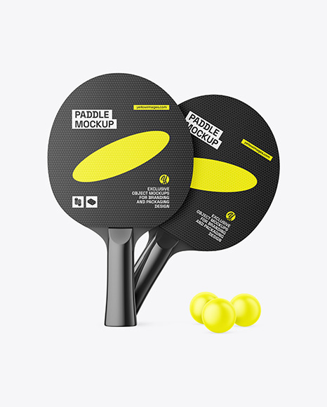 Two Glossy Ping Pong Paddles & Balls Mockup