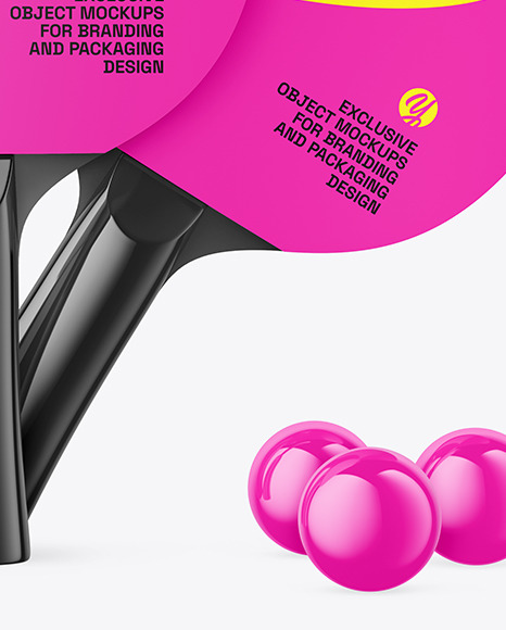 Two Glossy Ping Pong Paddles & Balls Mockup