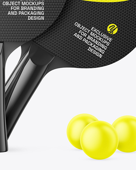 Two Glossy Ping Pong Paddles & Balls Mockup