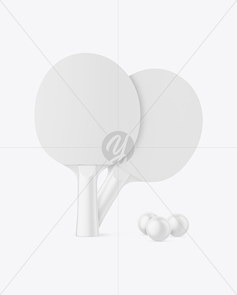 Two Matte Ping Pong Paddles & Balls Mockup