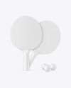 Two Matte Ping Pong Paddles & Balls Mockup
