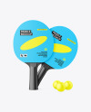 Two Matte Ping Pong Paddles & Balls Mockup