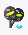 Two Matte Ping Pong Paddles & Balls Mockup