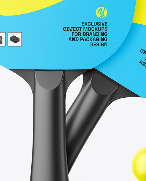 Two Matte Ping Pong Paddles & Balls Mockup