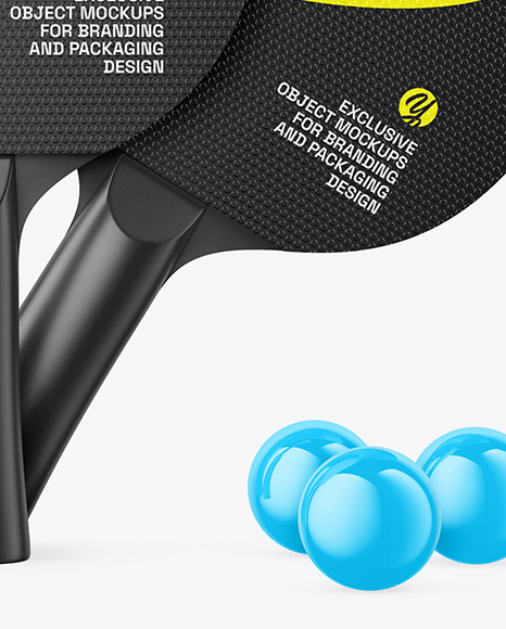 Two Matte Ping Pong Paddles & Balls Mockup