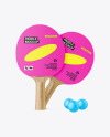 Two Ping Pong Paddles with Wooden Handles & Balls Mockup