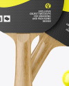 Two Ping Pong Paddles with Wooden Handles & Balls Mockup