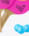 Two Ping Pong Paddles with Wooden Handles & Balls Mockup