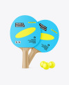 Two Ping Pong Paddles with Wooden Handles & Balls Mockup