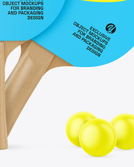 Two Ping Pong Paddles with Wooden Handles & Balls Mockup