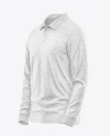 Melange Men's Long Sleeve Polo Shirt Mockup