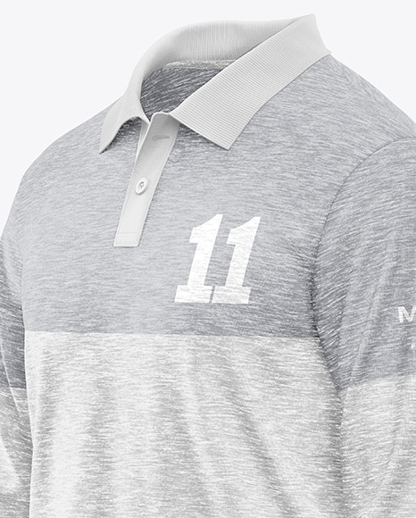 Melange Men's Long Sleeve Polo Shirt Mockup