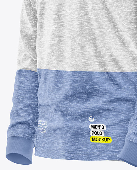 Melange Men's Long Sleeve Polo Shirt Mockup