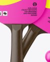 Two Ping Pong Paddles with Dark Wooden Handles & Balls Mockup