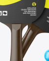 Two Ping Pong Paddles with Dark Wooden Handles & Balls Mockup