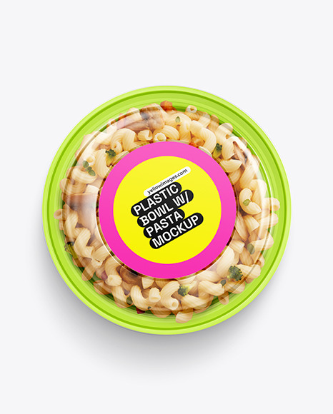 Plastic Bowl With Pasta Mockup