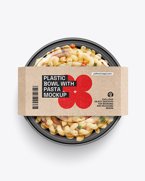Plastic Bowl With Pasta Mockup
