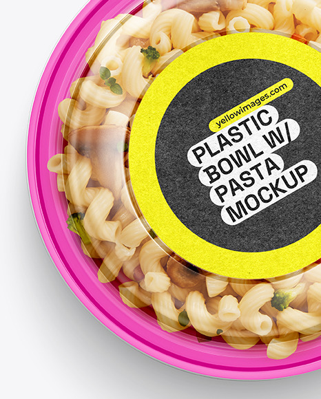 Plastic Bowl With Pasta Mockup