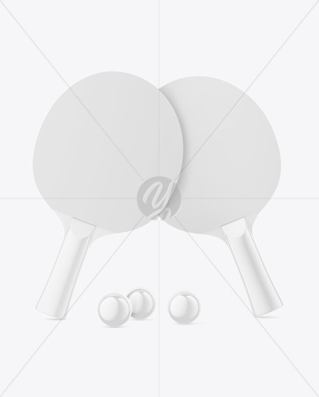 Two Glossy Ping Pong Paddles & Balls Mockup