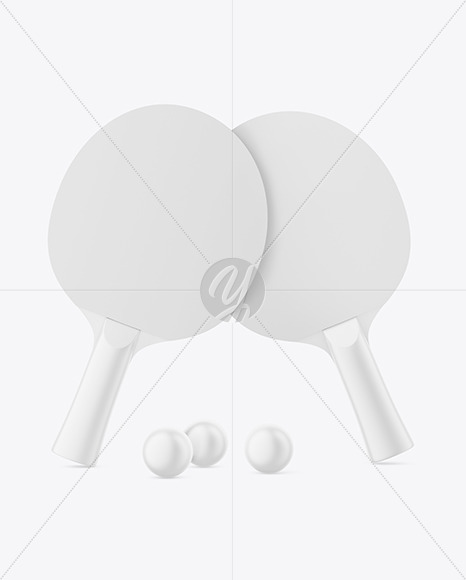 Two Matte Ping Pong Paddles & Balls Mockup