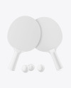 Two Matte Ping Pong Paddles & Balls Mockup