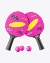 Two Matte Ping Pong Paddles & Balls Mockup