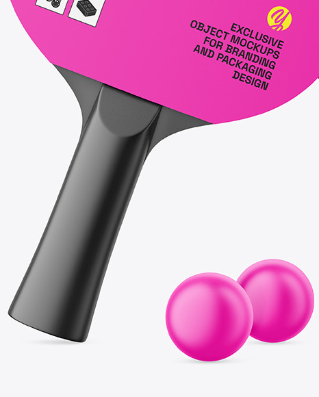 Two Matte Ping Pong Paddles & Balls Mockup