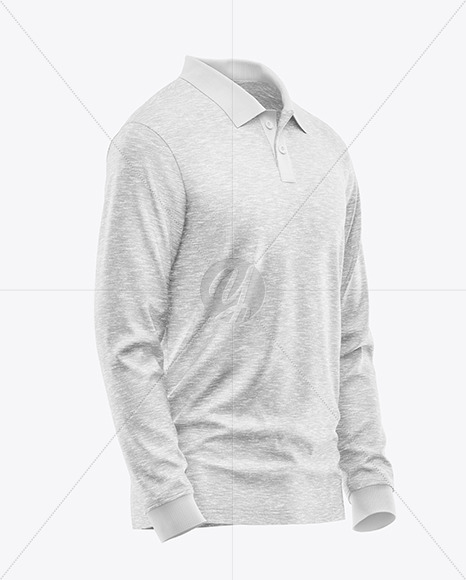 Melange Men's Long Sleeve Polo Shirt Mockup