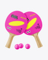 Two Ping Pong Paddles with Wooden Handles & Balls Mockup