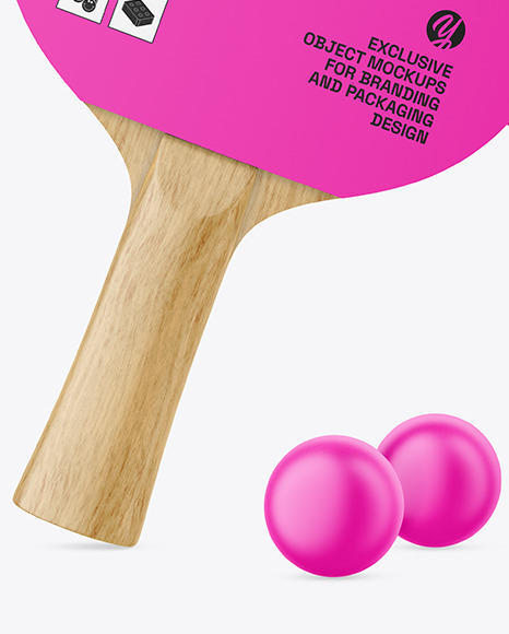 Two Ping Pong Paddles with Wooden Handles & Balls Mockup