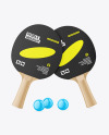 Two Ping Pong Paddles with Wooden Handles & Balls Mockup