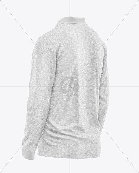 Melange Men's Long Sleeve Polo Shirt Mockup