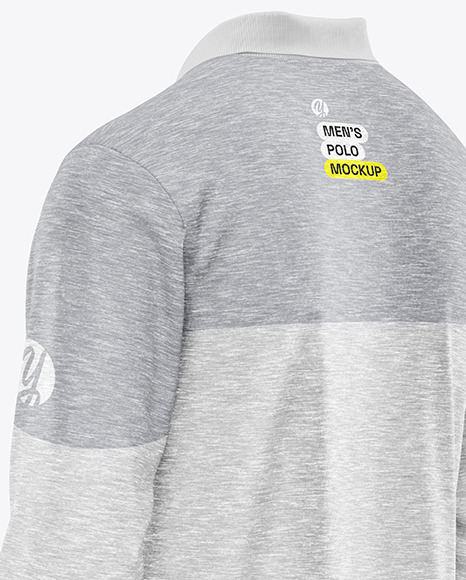 Melange Men's Long Sleeve Polo Shirt Mockup