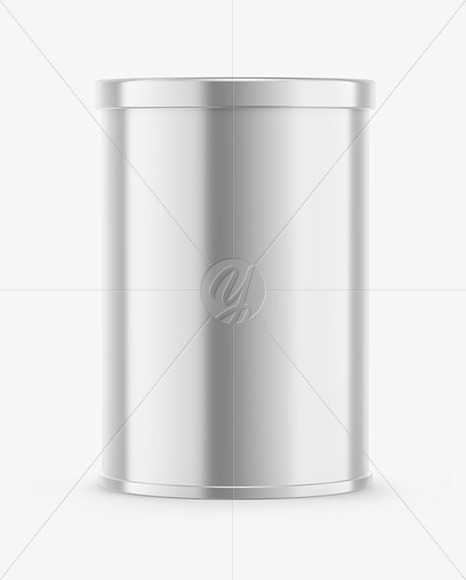 Coffee Tin Can with Glossy Metallic Finish Mockup