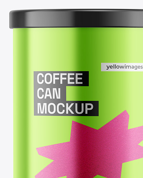 Coffee Tin Can with Glossy Metallic Finish Mockup