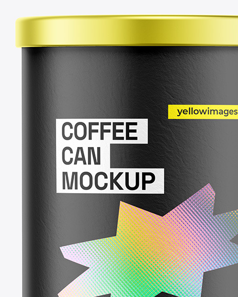 Coffee Tin Can with Paper Finish Mockup