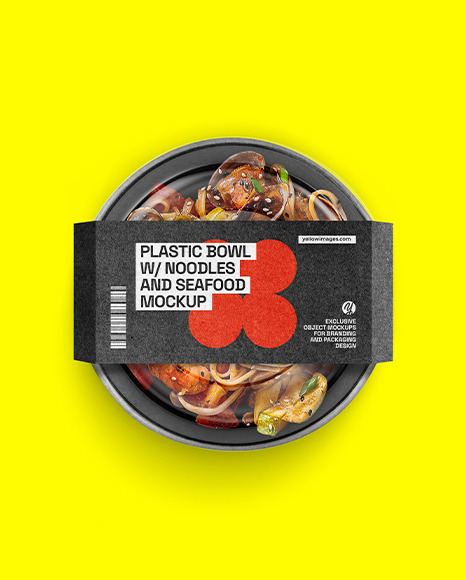 Paper Bowl With Noodles And Seafood Mockup