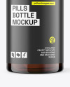 Amber Glass Bottle With Pills Mockup