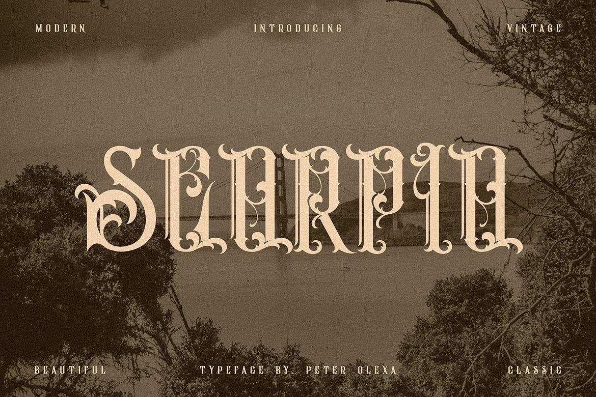 Scorpio - Vintage Ornamental Font Scorpio - Vintage Ornamental Font