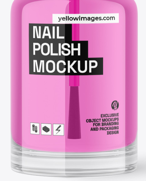 Clear Glass Nail Polish Bottle Mockup