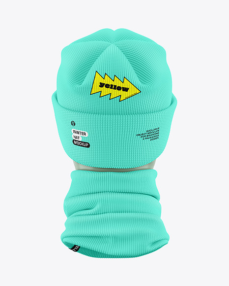 Winter Hat & Buff Mockup - Back View