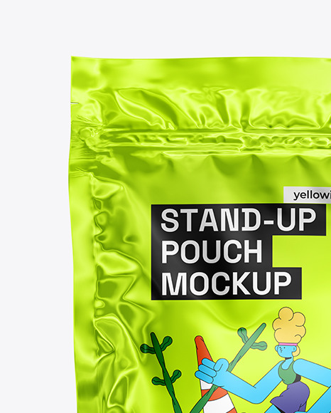 Glossy Metallic Stand-up Pouch Mockup