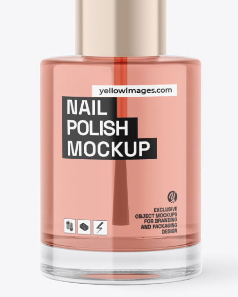 Clear Glass Nail Polish Bottle Mockup