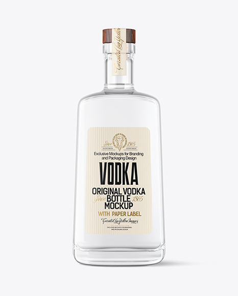 Clear Glass Vodka Bottle Mockup