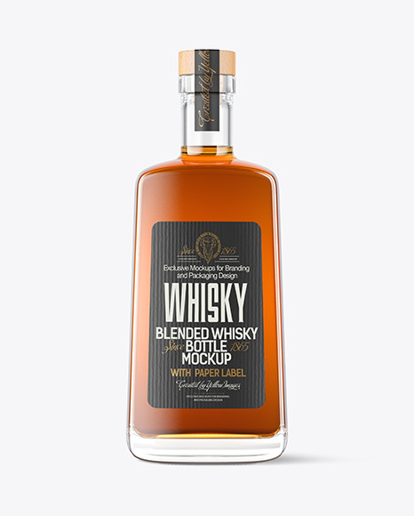 Clear Glass Whisky Bottle Mockup