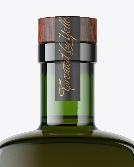 Green Glass Whisky Bottle Mockup